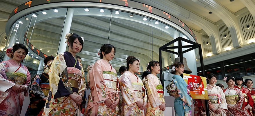 Ceremony Marking First Trading Day In 2015 At Tokyo Stock Exchange