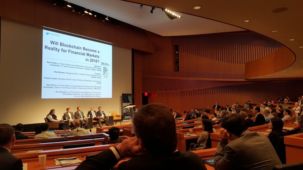 Panel regarding Blockchain at the FIX Trading Community Americas Briefing, New York, April 14th, 2016 Source: Steven Hatzakis