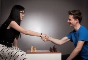 Women's Chess World Champion Hou Yifan and Tradimo Interactive Founder & CEO Sebastian J. Kuhnert Source: Tradimo
