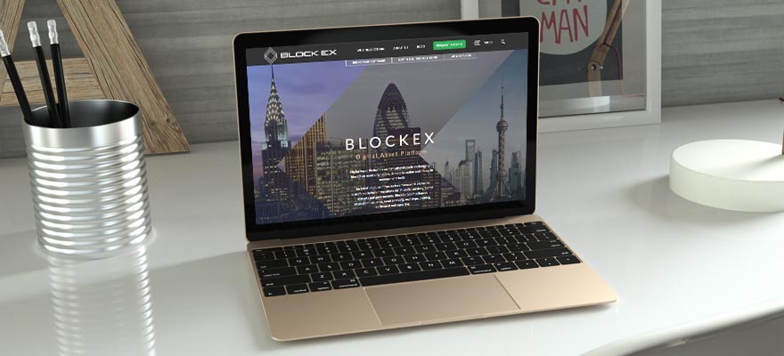 BlockEx website on a Mac laptop