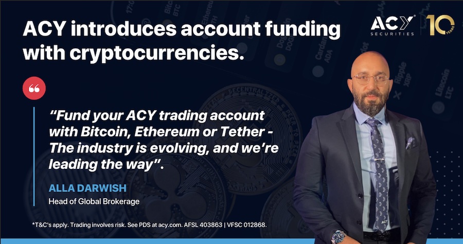 ACY Introduces Account Funding with Cryptocurrencies