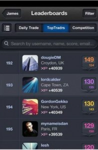 TopTradr Leaderboard view on Android [Source: Google Play]