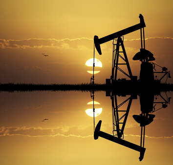 Oil pump at sunset